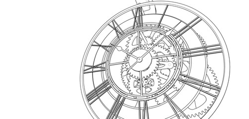 Naklejka premium mechanical clock concept 3d illustration