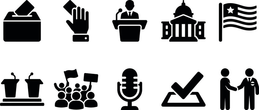 Election and civic duty icons a collection of political symbols