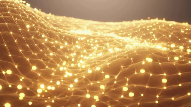 Abstract organic surface with realistic texture,
soft golden energy particles gathering and flowing inward like recharge effect
