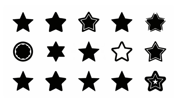 Black Star Icon Set Silhouette Geometric Star Vector Collection