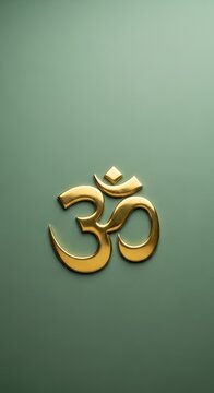 Golden Om Symbol on a Subtle Green Background.