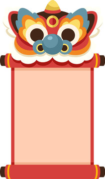CNY Lion Head Paper Scroll