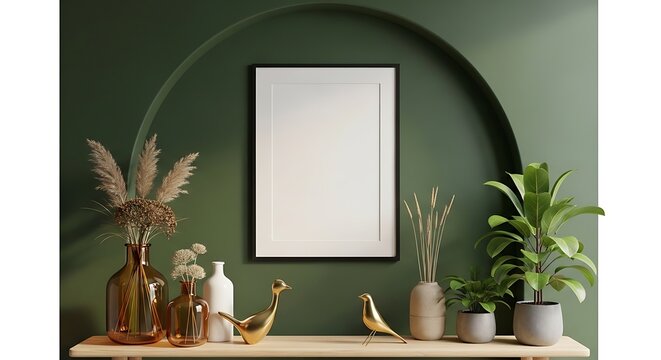 Modern interior with a framed picture and plants