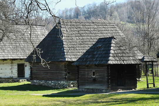 An old traditional Romanian house in the Transylvania region of Romania.