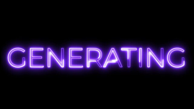 Purple Neon Glowing Text Generating Animation on Black Background