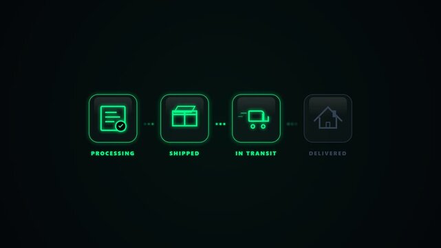 Neon Cyber Security Interface Icons In Motion.