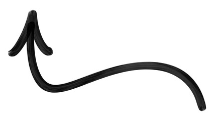 Fototapeta premium Sharp downward curved black marker arrow with thick ink stroke. Gritty handstyle directional symbol for urban branding, streetwear designs, and edgy graphic art projects.