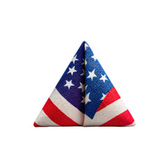 Fototapeta premium Folded American flag displayed in triangular shape honoring Memorial Day with red white and blue stars and stripes