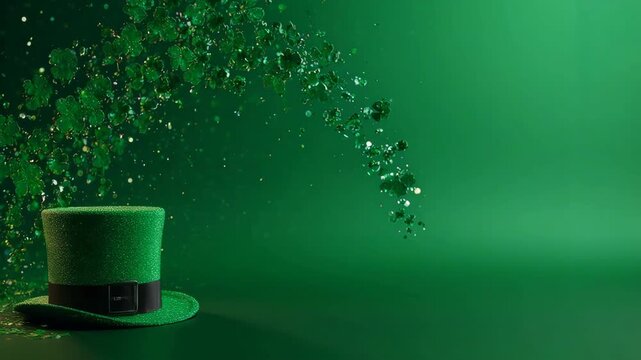 St. Patrick&rsquo;s Day background with emerald four-leaf clovers 