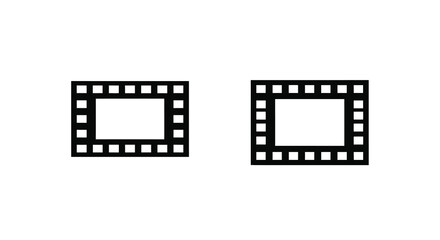Fototapeta premium Two film frame silhouettes with sprocket holes black on white background silhouette