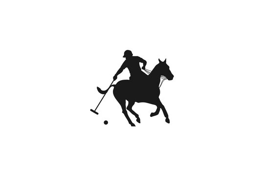 Equestrian Polo Player on Horseback Action Silhouette