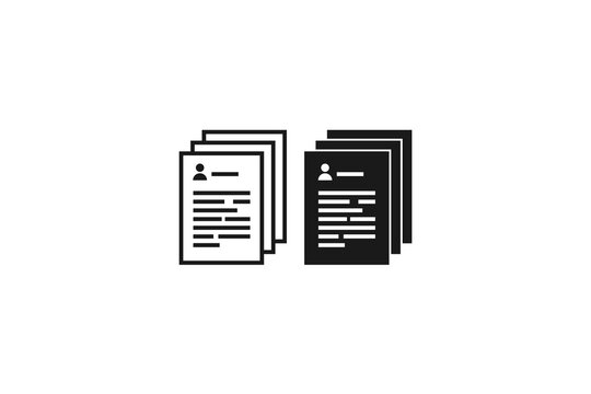 Set of Curriculum Vitae or Resume Document Icons