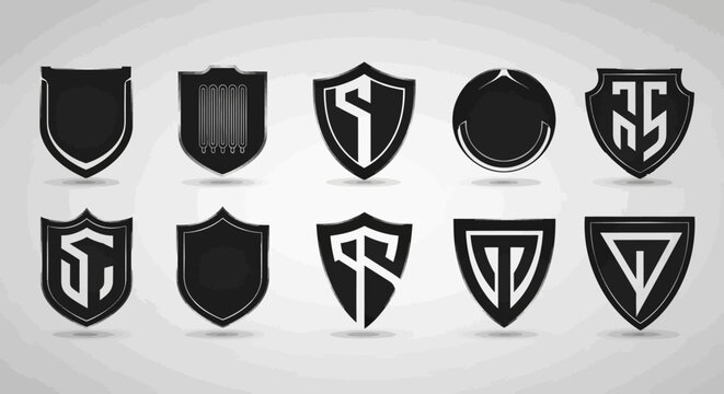 Set of Modern Shield Logos and Heraldic Emblem Designs