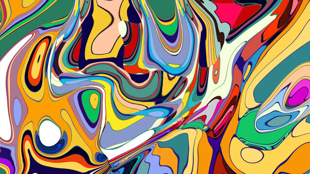 Colorful Abstract Liquid Swirl Pattern with Vibrant Waves