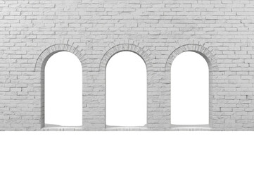 Fototapeta premium White brick wall with three arch openings