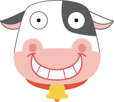 cow laughing head cartoon style