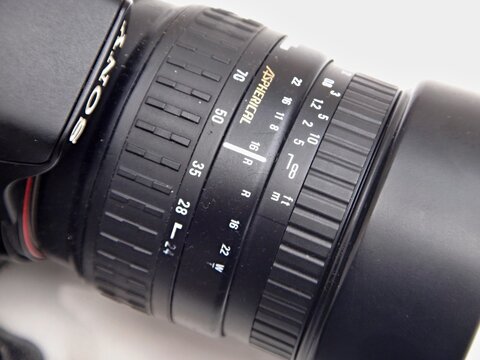 Sony camera lens with zoom and aperture markings