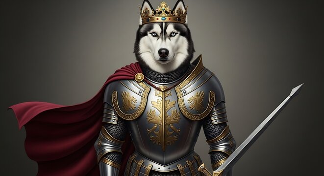 Medieval Dog Warrior in Armor Portrait.
