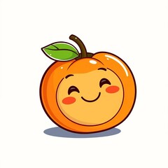 Obraz premium Illustrated orange nut-shaped food icon with a smiling face, bright, playful