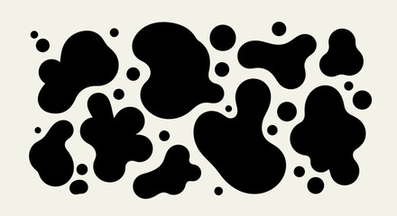 Fototapeta premium Abstract Black Ink Splatter and Organic Blob Shapes Pattern