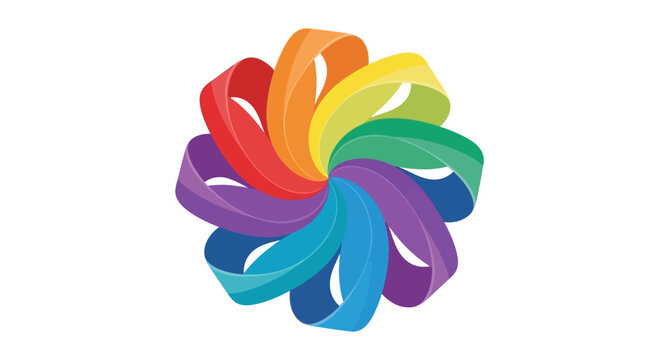 Abstract Colorful Rainbow Ribbon Flower Logo Design