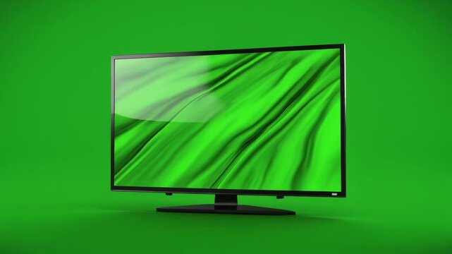 Television Display Mockup on Chroma Green Screen Ideal for Advertising or Content Creation Use Cases