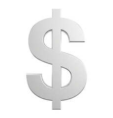 Obraz premium Dollar symbol isolated on transparent background, financial currency icon, money sign, business and economy concept, metallic dollar symbol PNG 