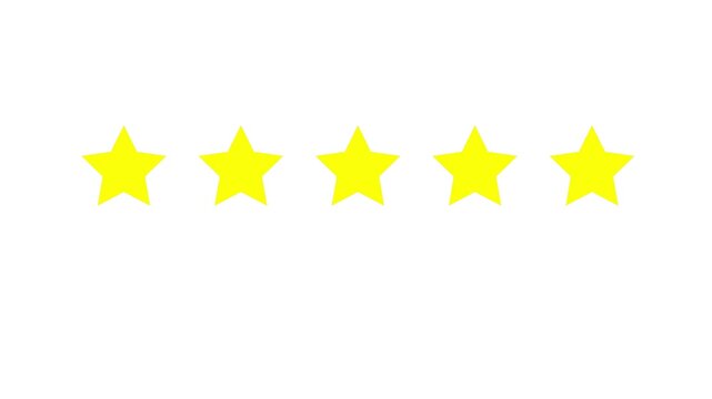 Five Star Rating Success Animation for Customer Feedback Quality Review Service Excellence and Ranking Classification