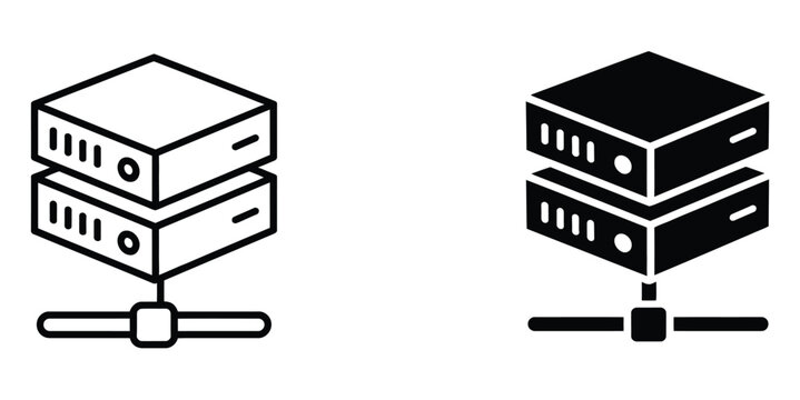 Comparison of network servers with different operational statuses, icon set representing active, inactive, and error conditions