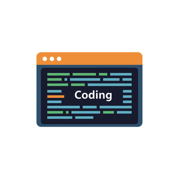 Coding on computer screen display.