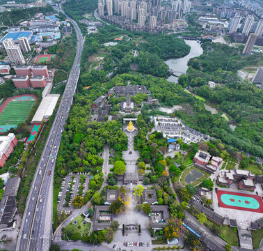 Aerial photography of Huayan Temple in Jiulongpo District, Chongqing