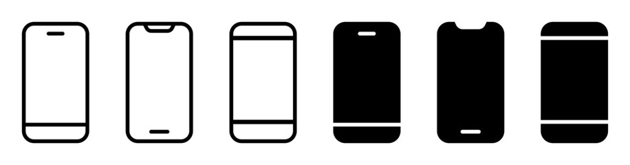 Smartphone mobile device outline and solid icons © Stocker_BM