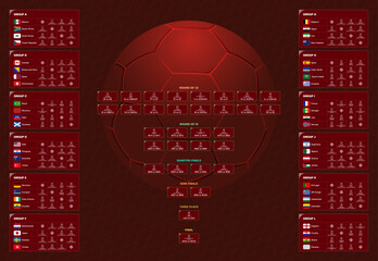Obraz premium Match schedule 2026 final draw results table, vector illustration