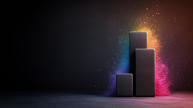 Black Speakers with Vibrant Purple Smoke on Dark Background