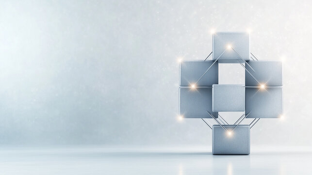 Abstract Data Organization Background with Blue Cube Pyramid 