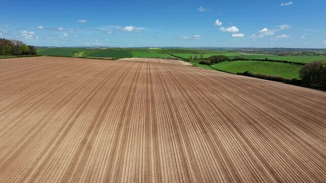 Sunny, Freshly Ploughed Farmers Field in England