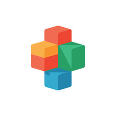 Fototapeta premium Colorful 3D Cube Blocks Arrangement.