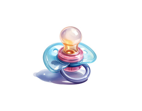 A baby's pacifier on a white background.