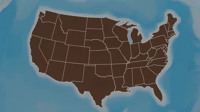 United States Map with State Boundaries and Outline for Geography Education and Political Representation