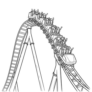 Exciting roller coaster ride with people enjoying the thrill on a sunny day at an amusement park