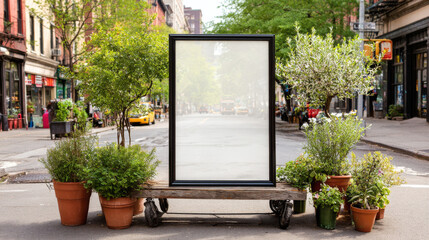 Naklejka premium Blank vertical billboard mockup on urban street