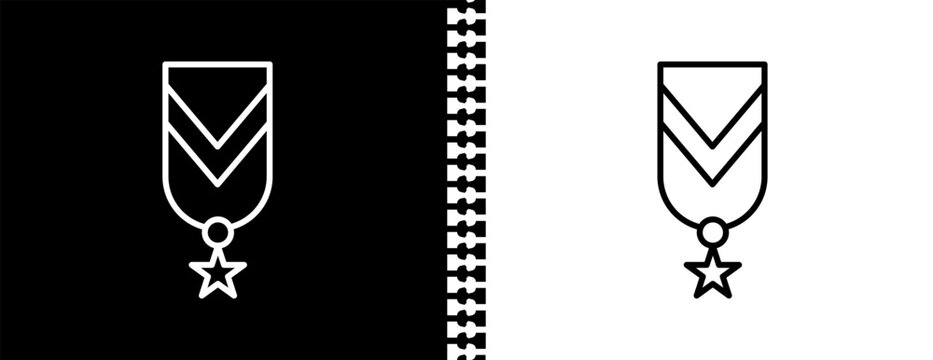 militar insignia UI outline icon in black and white mode - army and war collection.