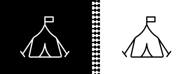 militar tent UI outline icon in black and white mode - army and war collection. © Khayala
