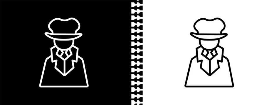 secret agent UI outline icon in black and white mode - army and war collection.