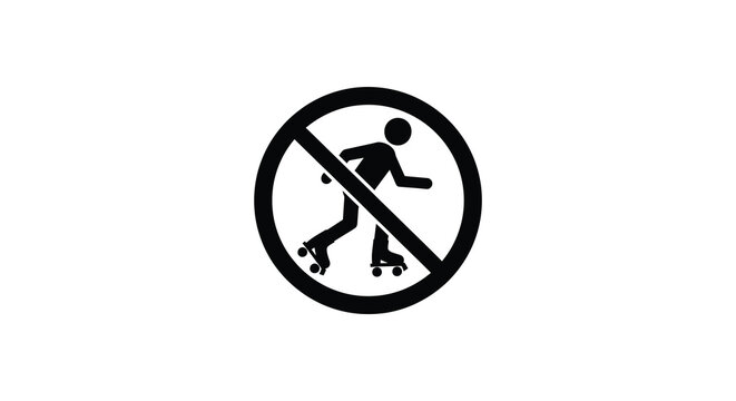 No roller skating sign prohibition symbol with person on skates silhouette