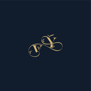 elegant leaf line concept VY wedding initial monogram letter organic and luxury style design