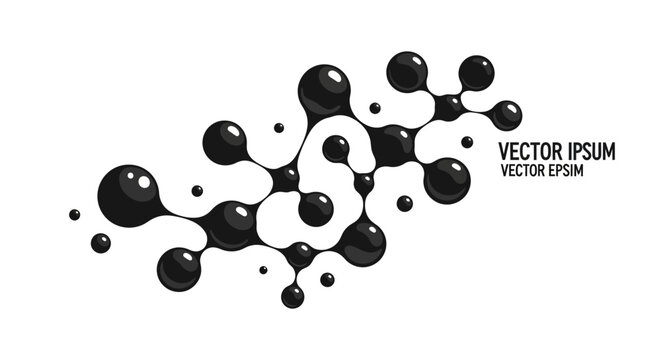 Abstract Letter S Logo Design with Black Liquid Metaball Molecule Shape