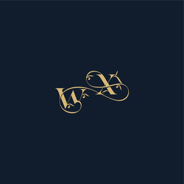 elegant leaf line concept WX wedding initial monogram letter organic and luxury style design