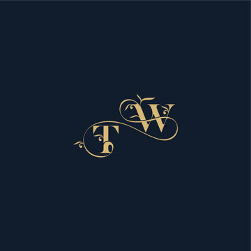 elegant leaf line concept TW wedding initial monogram letter organic and luxury style design