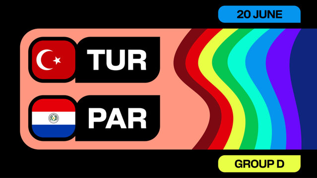 Turkey vs Paraguay Football 2026 Match Announcement for Group Stage Tournament Competition with Vibrant Rainbow.